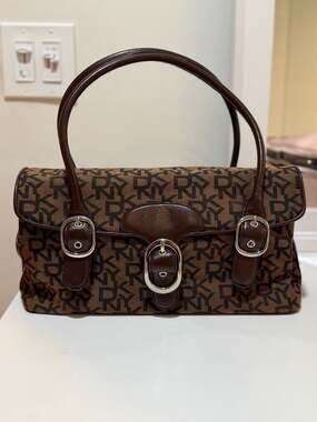 Vintage DKNY Monogram Jacquard Satchel Bag